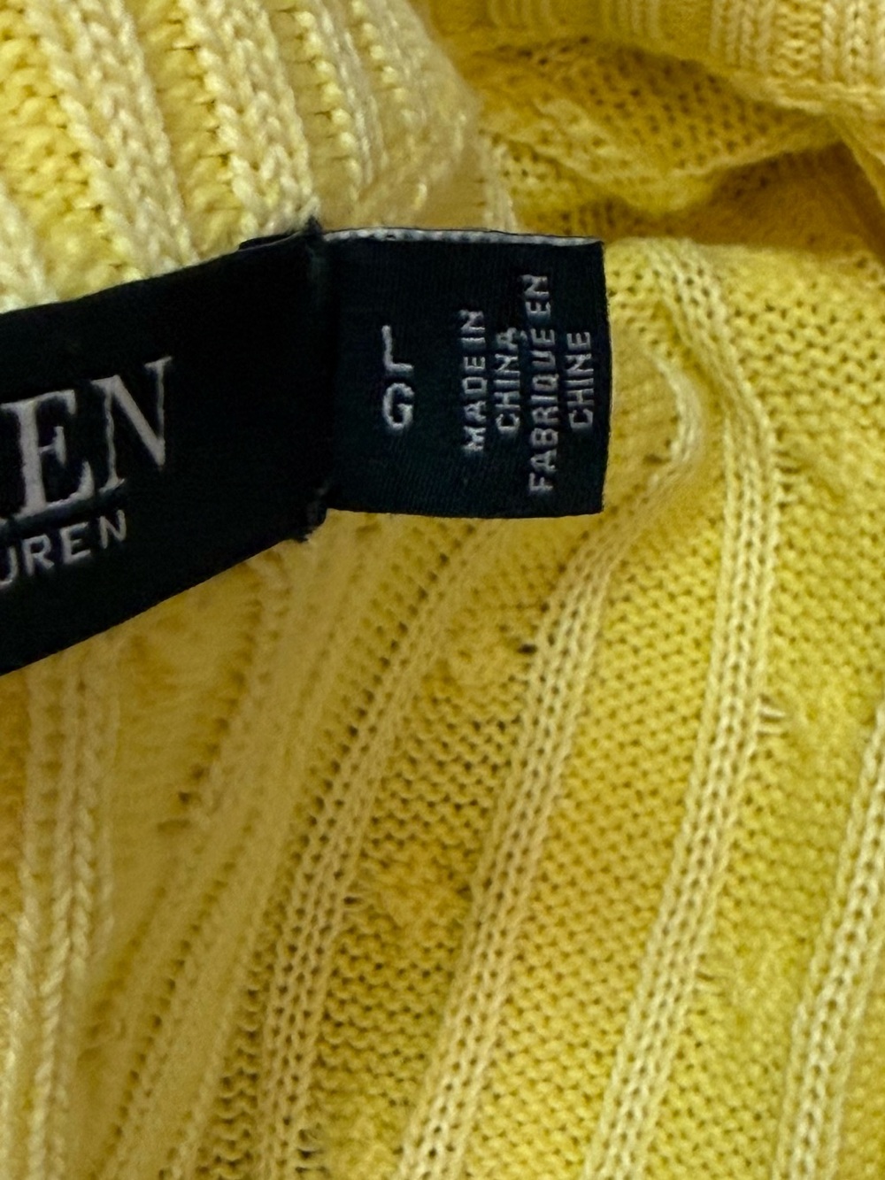Lauren Ralph Lauren Yellow Cable Knit Full Zip Sweater Cardigan Crest Women M - Picture 8 of 11